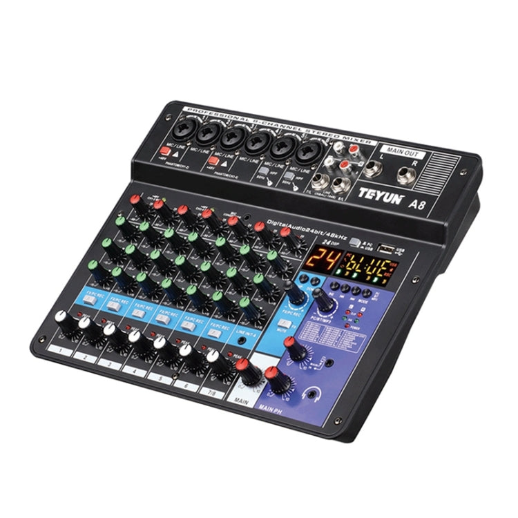 TEYUN NA8 8-channel Small Mixing Console Mobile Phone Sound Card Live Broadcast Computer Recording Console Processor, US Plug(Black) - Live Sound Effects Processors by TEYUN | Online Shopping South Africa | PMC Jewellery | Buy Now Pay Later Mobicred