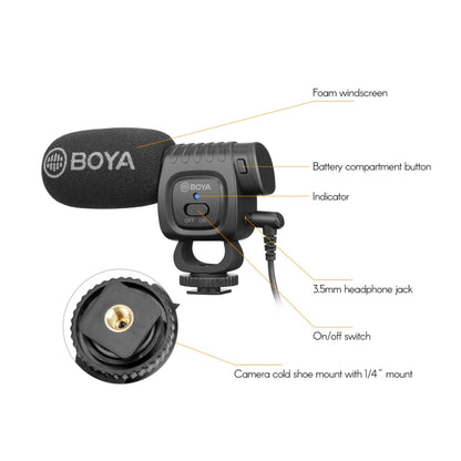 BOYA Portable Mini Condenser Live Show Video Recording Microphone for DSLR / Smart Phones - Camera Microphone by BOYA | Online Shopping South Africa | PMC Jewellery | Buy Now Pay Later Mobicred