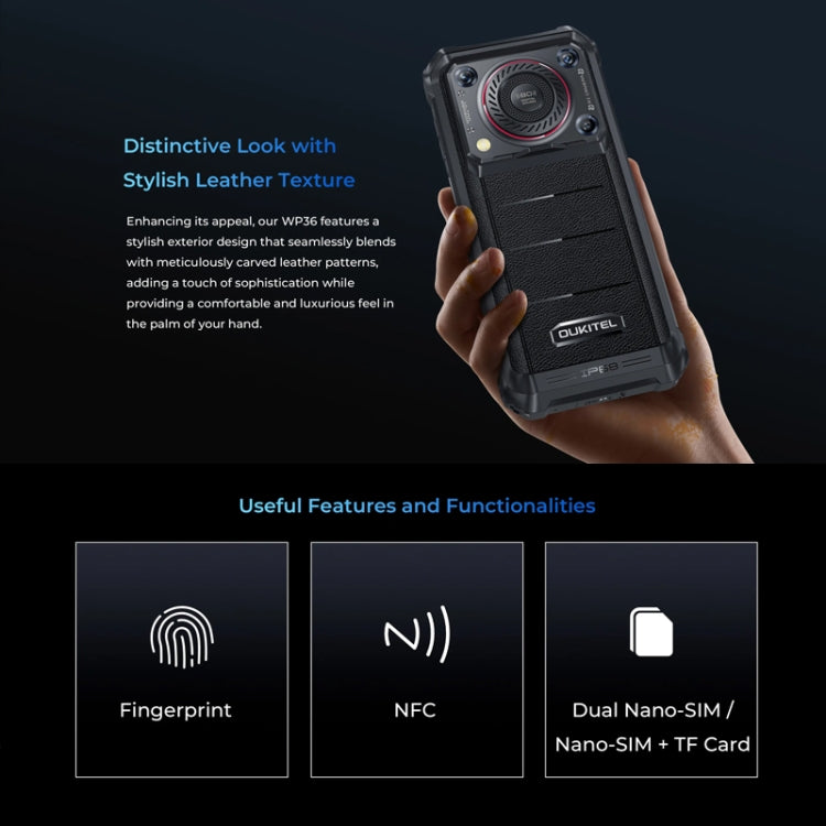 Oukitel WP36 Pro, 6GB+256GB, IP68/IP69K, Fingerprint Identification, 10600mAh, 6.52 inch MediaTek MT8788 Octa Core, NFC, OTG, Network: 4G (Black) - OUKITEL by OUKITEL | Online Shopping South Africa | PMC Jewellery | Buy Now Pay Later Mobicred