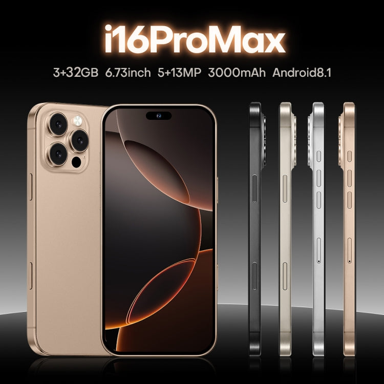 i16 Pro Max / A08, 3GB+32GB, 6.73 inch Screen, Face Identification, Android 8.1 MTK6753 Octa Core, Network: 3G, Dual SIM, EU Plug (Gold) -  by PMC Jewellery | Online Shopping South Africa | PMC Jewellery | Buy Now Pay Later Mobicred