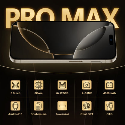 i16 Pro Max / Q5A, 6GB+128GB, 6.5 inch Screen, Face Identification, Android 10 MTK6762 Octa Core, OTG, NFC, Network: 4G, Dual SIM, EU Plug (Gold) -  by PMC Jewellery | Online Shopping South Africa | PMC Jewellery | Buy Now Pay Later Mobicred