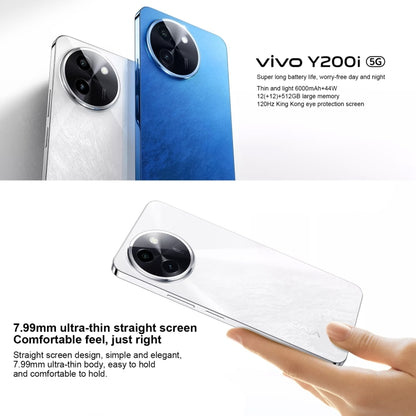 vivo Y200i, Dual Back Cameras, 8GB+256GB, Face ID Screen Fingerprint Identification, 6.72 inch Android 14.0 OriginOS 4 Snapdragon 4 Gen 2 Octa Core 2.2GHz, OTG, Network: 5G, Support Google Play (White) - vivo by vivo | Online Shopping South Africa | PMC Jewellery | Buy Now Pay Later Mobicred