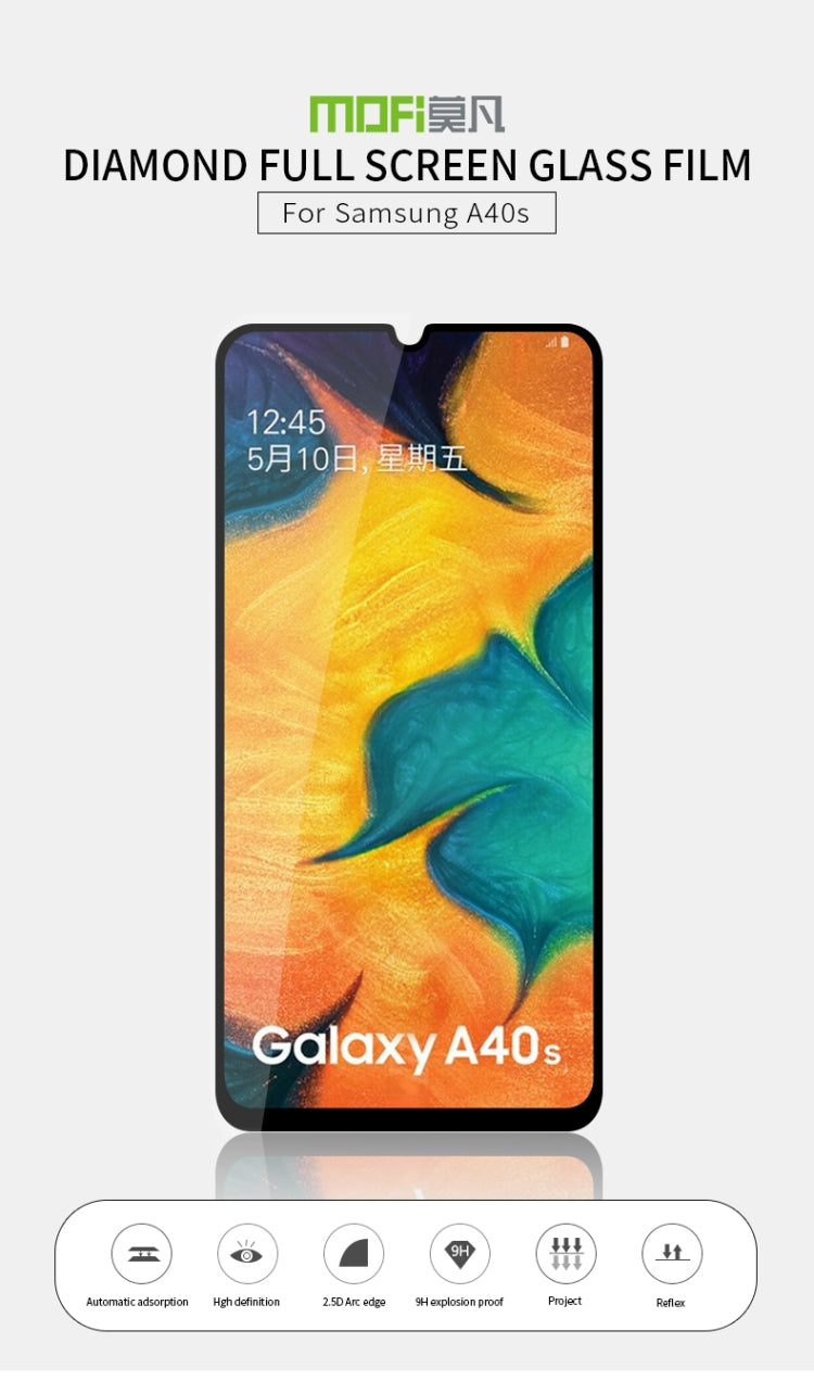 MOFI 9H 2.5D Full Glue Tempered Glass Film for Galaxy A40s(Black) - Galaxy Tempered Glass by MOFI | Online Shopping South Africa | PMC Jewellery