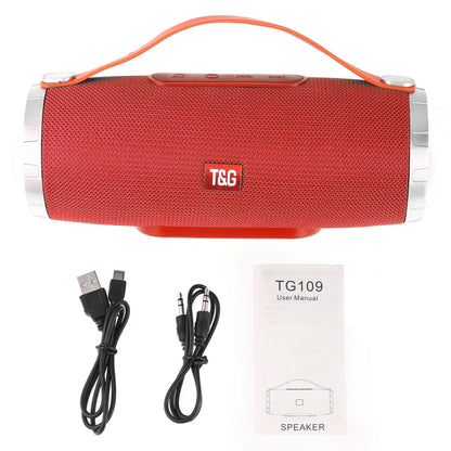 T&G TG109 Portable Wireless Bluetooth V4.2 Stereo Speaker with Handle, Built-in MIC, Support Hands-free Calls & TF Card & AUX IN & FM(Red) - Desktop Speaker by T&G | Online Shopping South Africa | PMC Jewellery | Buy Now Pay Later Mobicred