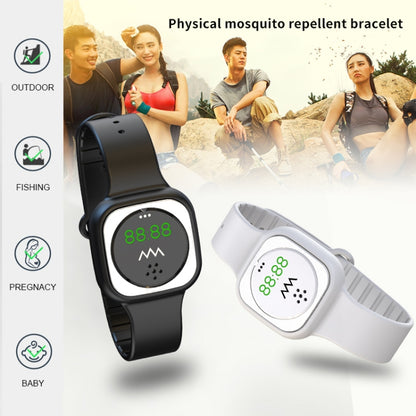 F9 Outdoor Silica Gel Mosquito Repellent Wristband with Clock(White) - Repellent Wristband by PMC Jewellery | Online Shopping South Africa | PMC Jewellery | Buy Now Pay Later Mobicred