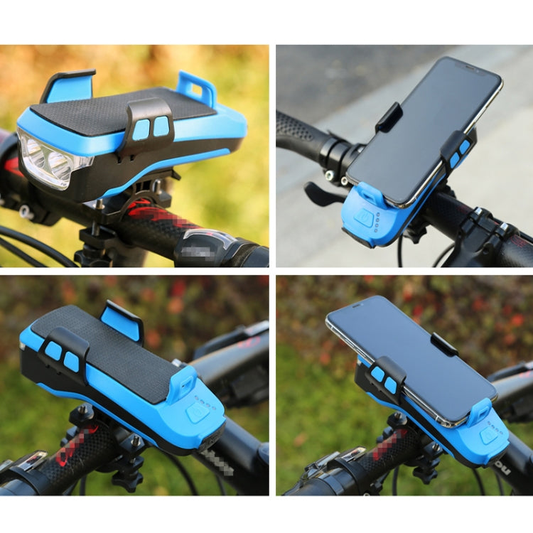 Multifunction 4  in 1 Phone Holder Bicycle Bell Cycling Lamp Flashlight(Black) - Headlights by PMC TechLife | Online Shopping South Africa | PMC TechLife | Buy Now Pay Later Mobicred