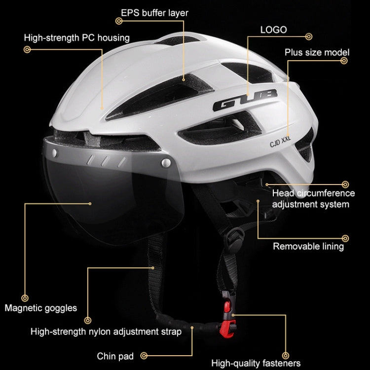 GUB CJD Integrally-Molded Bicycle Goggles Helmet With Tail Light(Pearl White) - Protective Helmet & Masks by GUB | Online Shopping South Africa | PMC Jewellery | Buy Now Pay Later Mobicred