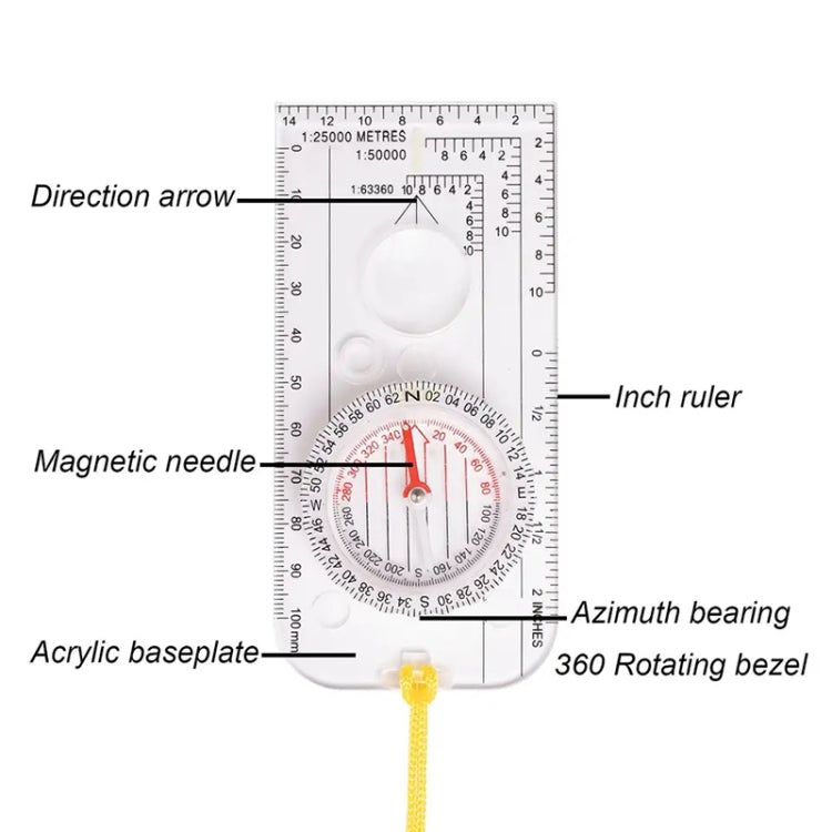 Nisa DC40-3A Outdoor Transparent Compass Map Scale - Hiking Meter by PMC TechLife | Online Shopping South Africa | PMC TechLife | Buy Now Pay Later Mobicred
