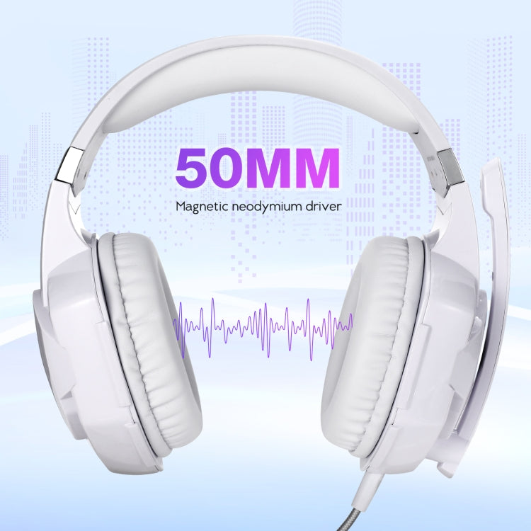 KOTION EACH G2000 Over-ear Gaming Headset with Mic Stereo Bass LED Light,Cable Length: 2.2m(White) - Multimedia Headset by KOTION EACH | Online Shopping South Africa | PMC Jewellery | Buy Now Pay Later Mobicred