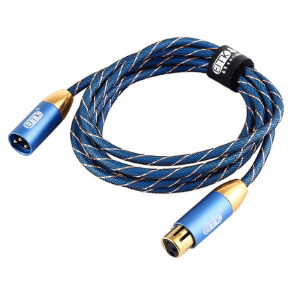 EMK XLR Male to Female Gold-plated Plug Grid Nylon Braided Cannon Audio Cable for XLR Jack Devices, Length: 2m(Blue) - Microphone Audio Cable & Connector by EMK | Online Shopping South Africa | PMC Jewellery | Buy Now Pay Later Mobicred