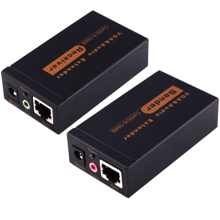 VGA & Audio Extender 1920x1440 HD 100m Cat5e / 6-568B Network Cable Sender Receiver Adapter, US Plug - VGA Extender by PMC Jewellery | Online Shopping South Africa | PMC Jewellery | Buy Now Pay Later Mobicred