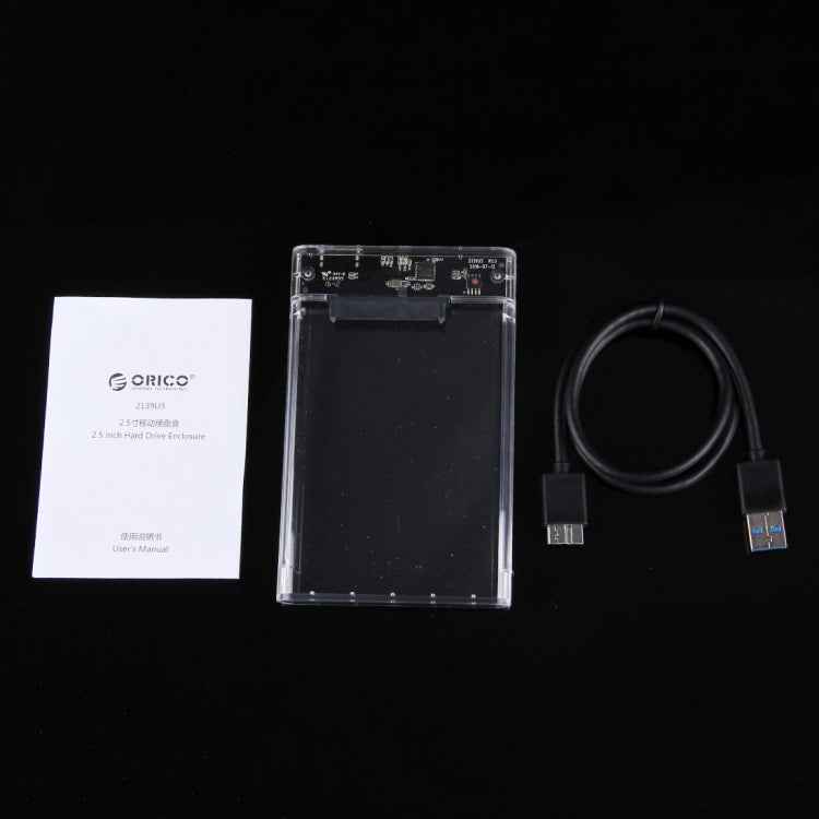ORICO 2139U3-CR USB3.0 Transparent External Hard Disk Box Storage Case for 9.5mm 2.5 inch SATA HDD / SSD - HDD Enclosure by ORICO | Online Shopping South Africa | PMC TechLife | Buy Now Pay Later Mobicred