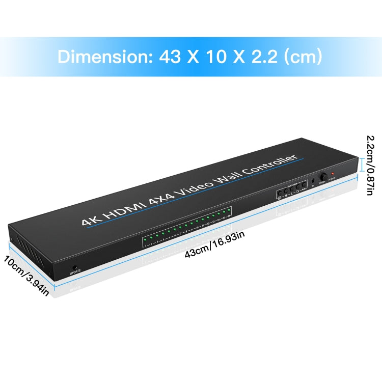 NK-H44 4K Ultra HD 4X4 HDMI Video Wall Controller Multi-screen Splicing Processor (EU Plug) - Splitter by PMC TechLife | Online Shopping South Africa | PMC TechLife