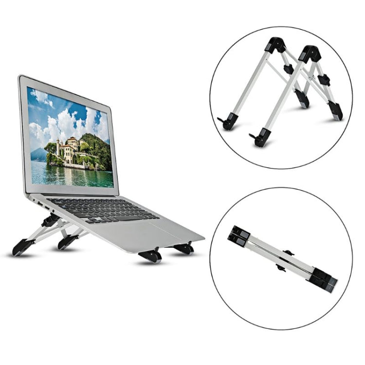 Aluminum Alloy Laptop Height Extender Holder Stand Folding Portable Computer Heat Dissipation Bracket, Size: 24.5x3.3x2.8cm(Black) - MacBook Holder by PMC Jewellery | Online Shopping South Africa | PMC Jewellery | Buy Now Pay Later Mobicred