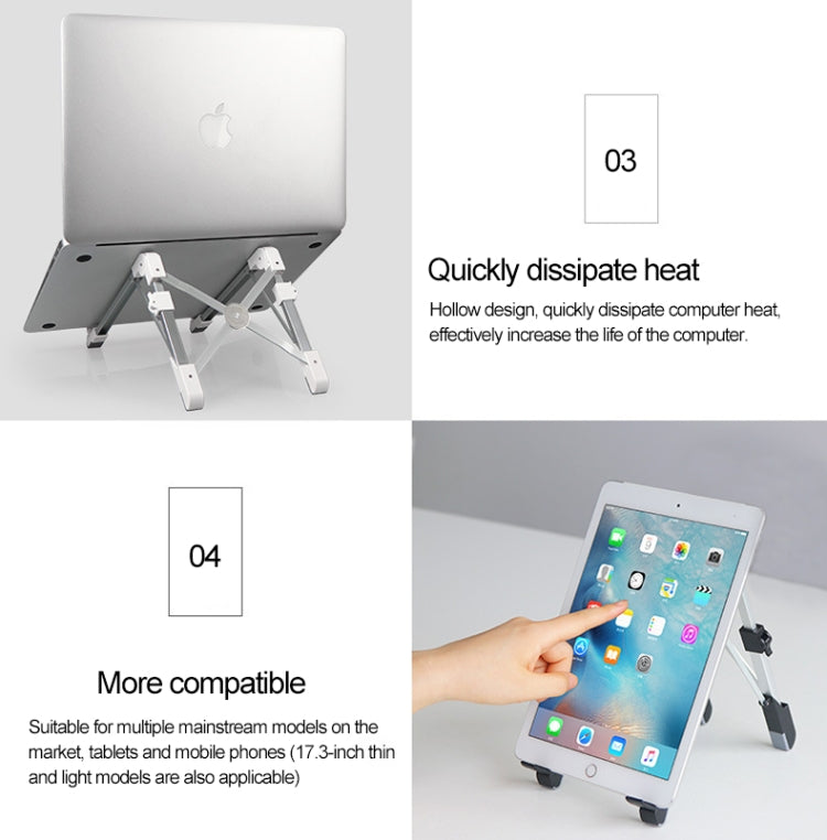 Aluminum Alloy Laptop Height Extender Holder Stand Folding Portable Computer Heat Dissipation Bracket, Size: 24.5x3.3x2.8cm(Black) - MacBook Holder by PMC Jewellery | Online Shopping South Africa | PMC Jewellery | Buy Now Pay Later Mobicred