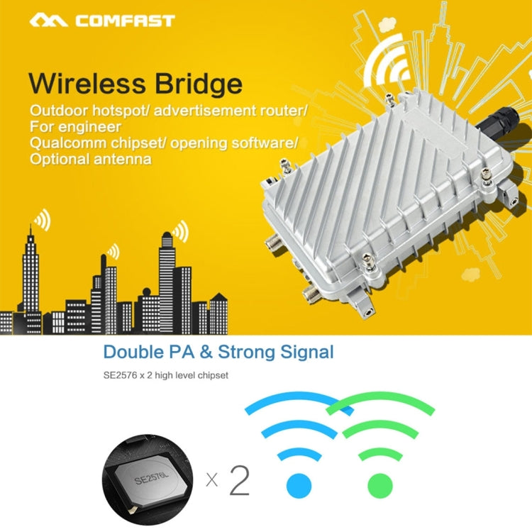 COMFAST CF-WA700 Qualcomm AR9341 300Mbps/s Outdoor Wireless Network Bridge with Dual Antenna 48V POE Adapter & AP / Router Mode, Classfication Function, 85 Devices Connecting Synchronously - Network Hardware by COMFAST | Online Shopping South Africa | PMC Jewellery | Buy Now Pay Later Mobicred