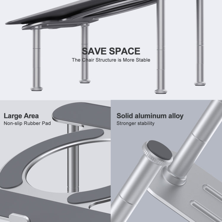 R-JUST BJ03 Universal Detachable Bench Shape Aluminum Alloy Angle Adjustable Laptop Stand - MacBook Holder by R-JUST | Online Shopping South Africa | PMC Jewellery