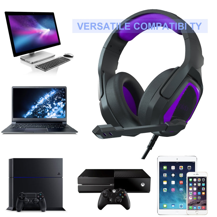 SADES MH602 3.5mm Plug Wire-controlled E-sports Gaming Headset with Retractable Microphone, Cable Length: 2.2m(Black purple) - Multimedia Headset by SADES | Online Shopping South Africa | PMC Jewellery | Buy Now Pay Later Mobicred