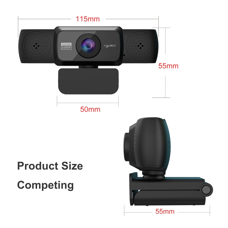 HXSJ S5 1080P Adjustable HD Video Webcam PC Camera with Microphone(Black) - HD Camera by HXSJ | Online Shopping South Africa | PMC Jewellery | Buy Now Pay Later Mobicred