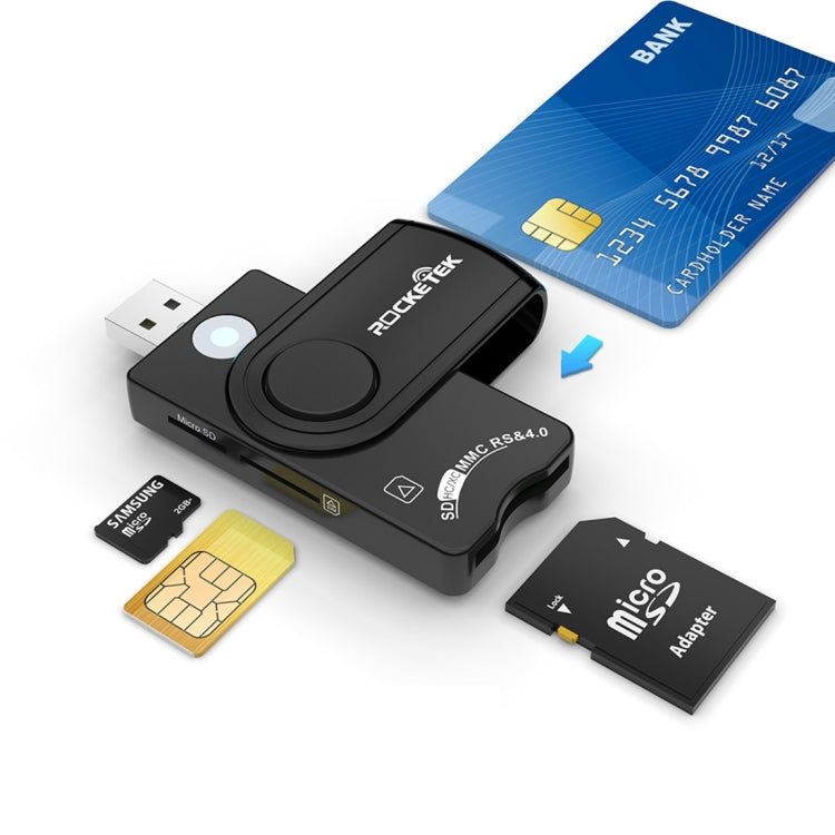 ROCKETEK CR310 USB 2.0 + TF Card + SD Card + SIM Card + Smart Card Multi-function Card Reader -  by ROCKETEK | Online Shopping South Africa | PMC Jewellery | Buy Now Pay Later Mobicred