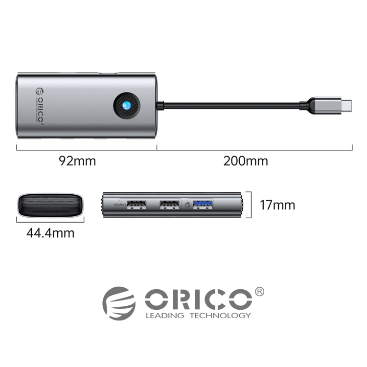 ORICO PW11-5P Type-C / USB-C 5-in-1 5Gbps Multifunction Docking Station(Dark Gray) - USB HUB by ORICO | Online Shopping South Africa | PMC TechLife | Buy Now Pay Later Mobicred