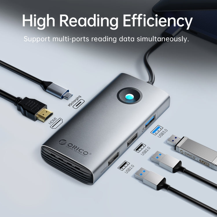 ORICO PW11-5P Type-C / USB-C 5-in-1 5Gbps Multifunction Docking Station(Dark Gray) - USB HUB by ORICO | Online Shopping South Africa | PMC TechLife | Buy Now Pay Later Mobicred