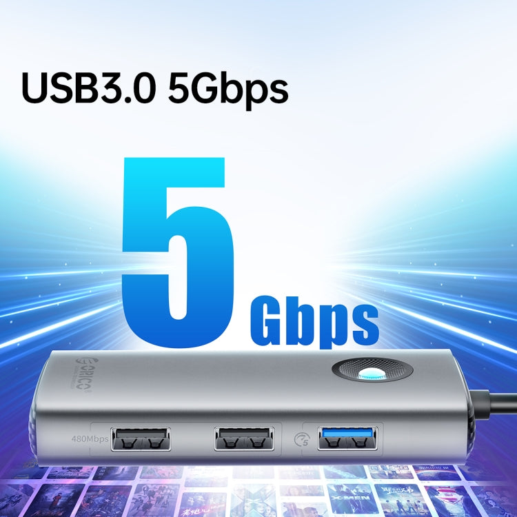 ORICO PW11-5P Type-C / USB-C 5-in-1 5Gbps Multifunction Docking Station(Dark Gray) - USB HUB by ORICO | Online Shopping South Africa | PMC TechLife | Buy Now Pay Later Mobicred