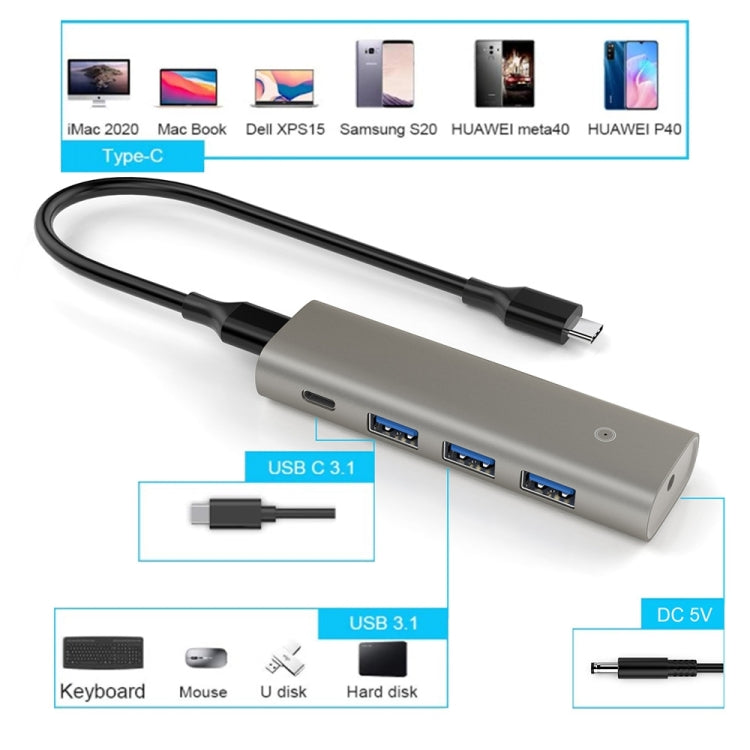 Rocketek HC466 USB3.2 Gen2 Type-C 4 in 1 HUB Adapter - USB HUB by ROCKETEK | Online Shopping South Africa | PMC Jewellery | Buy Now Pay Later Mobicred