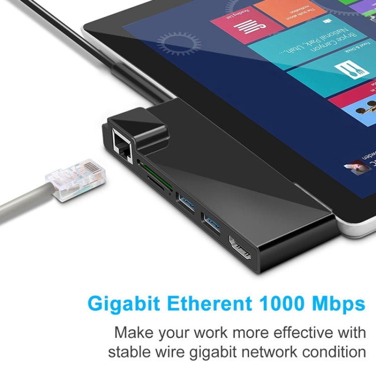 Rocketek SH768 6 in 1 RJ45 / USB 3.0 / HDMI / SD / TF HUB Adapter for Surface Pro 4 - free shipping - PMC Jewellery - Order now!