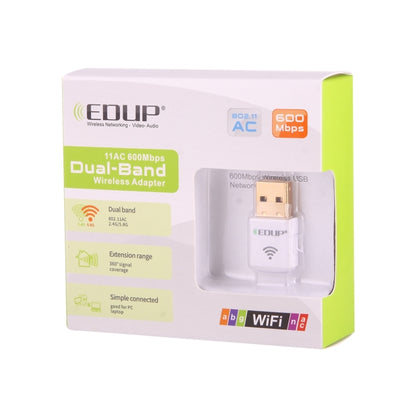 EDUP EP-AC1619 Mini Wireless USB 600Mbps 2.4G / 5.8Ghz 150M+433M Dual Band WiFi Network Card for Nootbook / Laptop / PC(White) - USB Network Adapter by EDUP | Online Shopping South Africa | PMC Jewellery | Buy Now Pay Later Mobicred