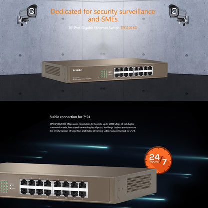 Tenda TEG1016D Desktop v6.0 16-Port Gigabit Ethernet Switch 6KV Lightning Protect - Switch by Tenda | Online Shopping South Africa | PMC Jewellery | Buy Now Pay Later Mobicred