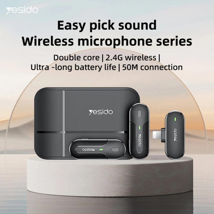 YESIDO KR16 2 in 1 Wireless Lavalier Microphone 8 Pin Receiver with Charging Box - Microphone by Yesido | Online Shopping South Africa | PMC TechLife | Buy Now Pay Later Mobicred