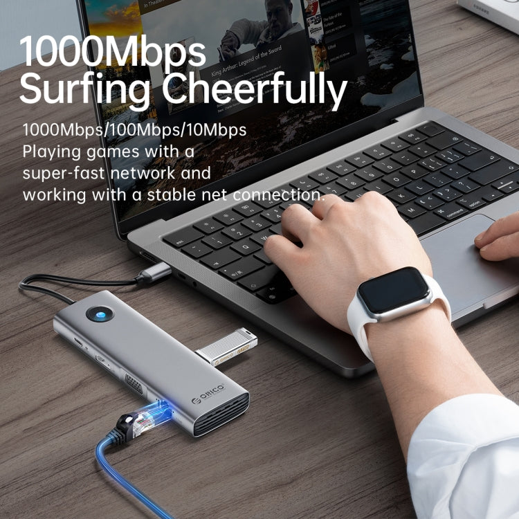 ORICO PW11-9P Type-C / USB-C 8-in-1 5Gbps Multifunction Docking Station(Dark Gray) - free shipping - PMC TechLife - Order now!
