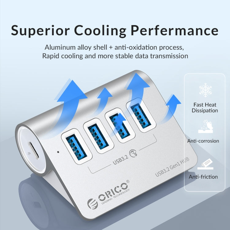 ORICO M3UT3 3-port USB 3.2 HUB with Card Reader (Silver) - free shipping - PMC Jewellery - Order now!
