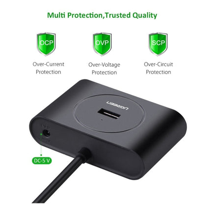 UGREEN Portable Super Speed 4 Ports USB 3.0 HUB Cable Adapter, Not Support OTG, Cable Length: 1m(Black) - USB 3.0 HUB by UGREEN | Online Shopping South Africa | PMC Jewellery | Buy Now Pay Later Mobicred