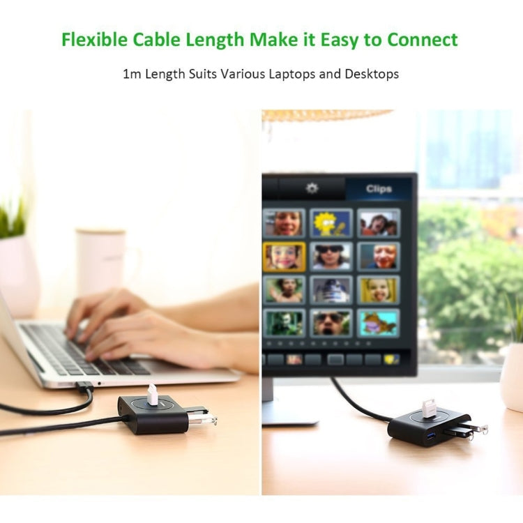 UGREEN Portable Super Speed 4 Ports USB 3.0 HUB Cable Adapter, Not Support OTG, Cable Length: 1m(Black) - USB 3.0 HUB by UGREEN | Online Shopping South Africa | PMC Jewellery | Buy Now Pay Later Mobicred