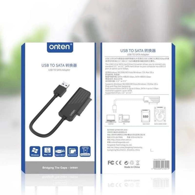 Onten US301 USB 3.0 to SATA Adapter for Universal 2.5/3.5 HDD/SSD Hard Drive Disk - USB to IDE / SATA by Onten | Online Shopping South Africa | PMC Jewellery | Buy Now Pay Later Mobicred