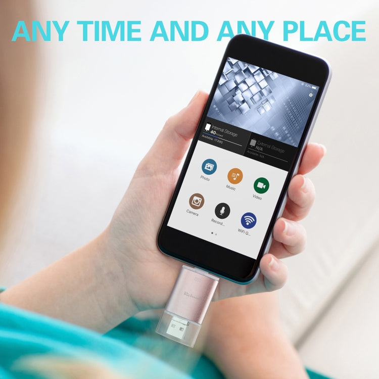 Richwell 3 in 1 32G Type-C + 8 Pin + USB 3.0 Metal Double Cover Push-pull Flash Disk with OTG Function(Silver) - free shipping - PMC Jewellery - Order now!