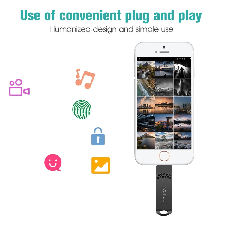 Richwell 128G Type-C + 8 Pin + USB 3.0 Metal Flash Disk with OTG Function(Silver) - free shipping - PMC Jewellery - Order now!