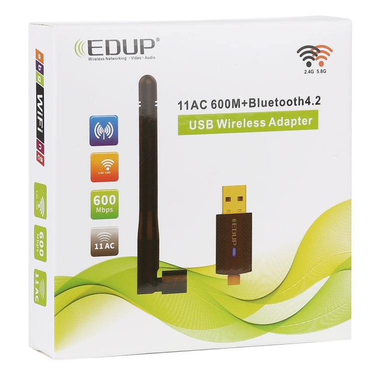 EDUP EP-AC1661 2 in 1 Bluetooth 4.2 + Dual Band 11AC 600Mbps High Speed Wireless USB Adapter WiFi Receiver - USB Network Adapter by EDUP | Online Shopping South Africa | PMC Jewellery | Buy Now Pay Later Mobicred