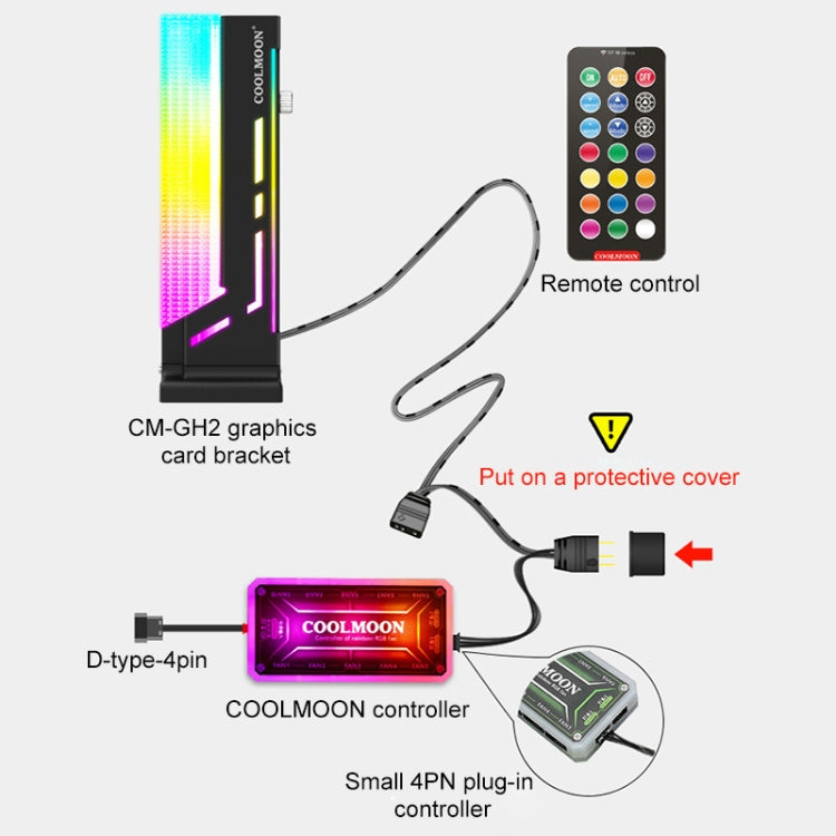 COOLMOON CM-GH2 5V ARGB GPU Holder (Black) - Caddies & Enclosures by COOLMOON | Online Shopping South Africa | PMC TechLife
