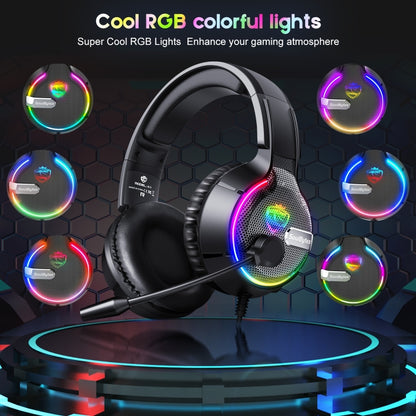 Soulbytes S19 USB + 3.5mm 4 Pin Adjustable RGB Light Gaming Headset with Mic (Black) - Multimedia Headset by Soulbytes | Online Shopping South Africa | PMC Jewellery | Buy Now Pay Later Mobicred