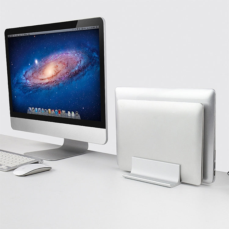 Universal Portable Aluminum Alloy Double Slot Width Adjustable Laptop Vertical Storage Stand Base(Black) - Laptop Stand by PMC TechLife | Online Shopping South Africa | PMC TechLife | Buy Now Pay Later Mobicred