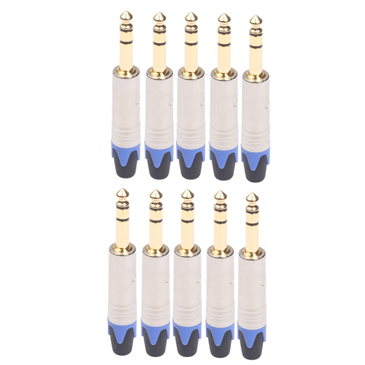 10 PCS TC203N 6.35mm Gold-plated Audio Stereo Connector Welding Plug - Microphone Audio Cable & Connector by PMC Jewellery | Online Shopping South Africa | PMC Jewellery | Buy Now Pay Later Mobicred