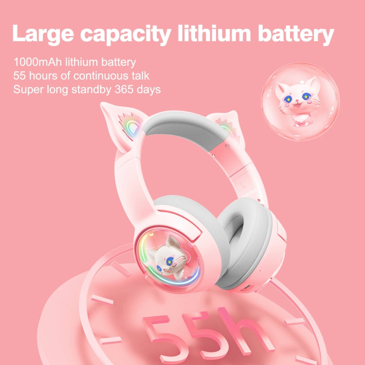 B5 Cat Ear Design USB-C / Type-C RGB Wireless Bluetooth HiFi Headset (Pink) - Multimedia Headset by PMC Jewellery | Online Shopping South Africa | PMC Jewellery | Buy Now Pay Later Mobicred