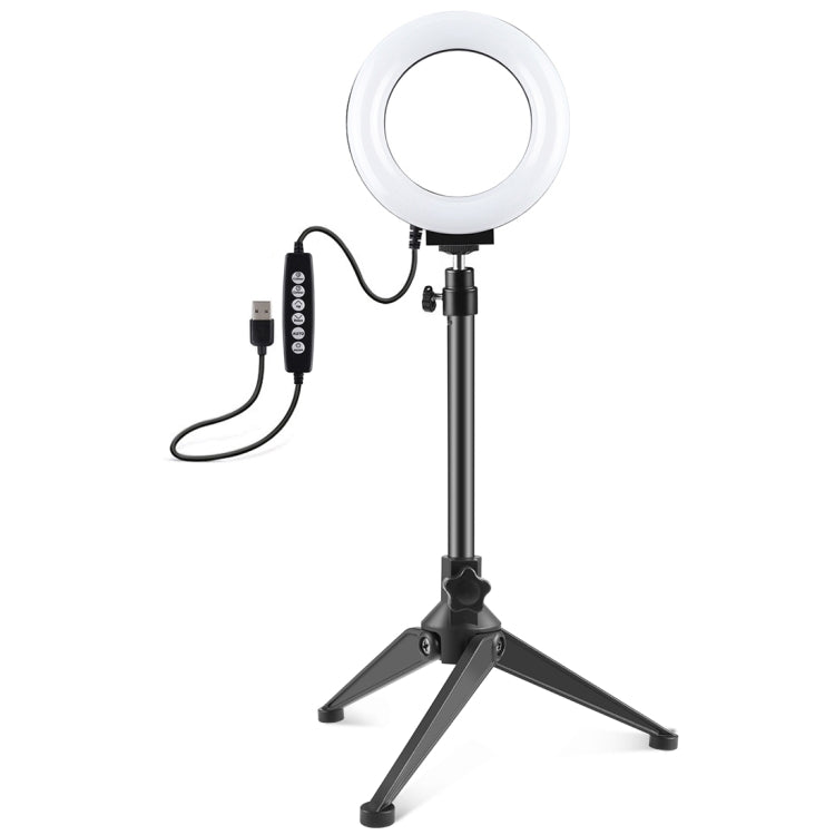 PULUZ 4.7 inch 12cm USB 10 Modes 8 Colors RGBW Dimmable LED Ring Vlogging Photography Video Lights + Desktop Tripod  Mount with Cold Shoe Tripod Ball Head(Black) - Ring Light by PULUZ | Online Shopping South Africa | PMC Jewellery | Buy Now Pay Later Mobicred