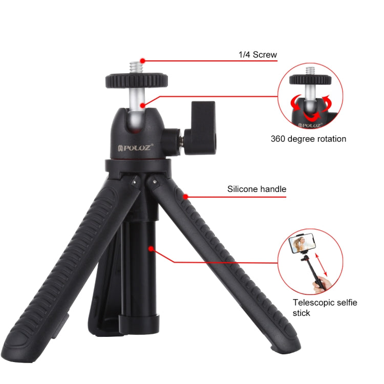 PULUZ Selfie Sticks Tripod Mount + Phone Clamp with Tripod Adapter & Long Screw(Black) - Desktop Holder by PULUZ | Online Shopping South Africa | PMC Jewellery | Buy Now Pay Later Mobicred