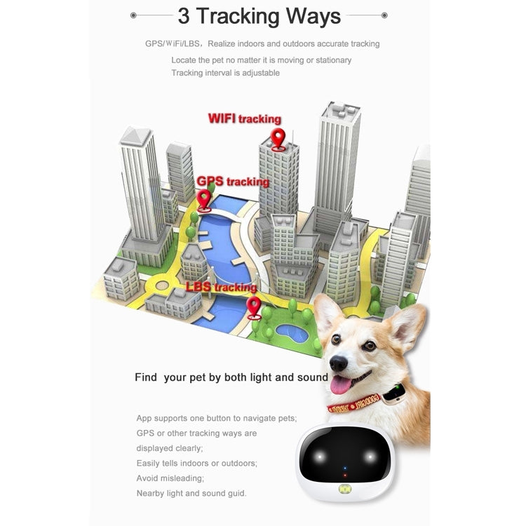 RF-V43 B Style IP67 Waterproof GPS + LBS + WiFi Pet Locator Pet Collar Tracking Device For North America/South America(Black) - Pet Tracker by PMC Jewellery | Online Shopping South Africa | PMC Jewellery | Buy Now Pay Later Mobicred