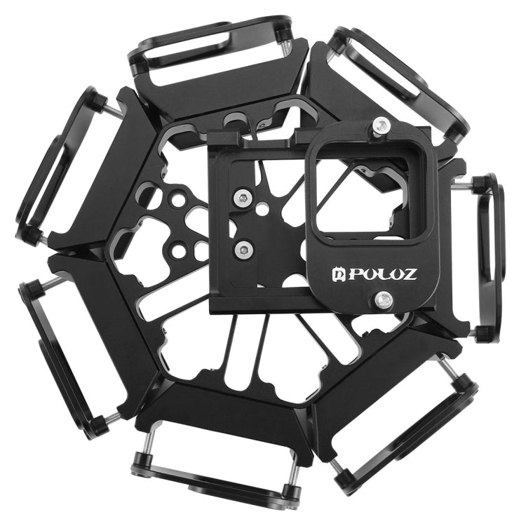 PULUZ  8 in 1 All View Panorama Frame CNC Aluminum Alloy Protective Cage with Screw for GoPro HERO7 /6 /5(Black) - Metal Cases by PULUZ | Online Shopping South Africa | PMC Jewellery | Buy Now Pay Later Mobicred