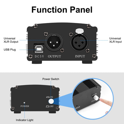 PULUZ 48V Phantom Power Supply for Condenser Microphone(Black) -  by PULUZ | Online Shopping South Africa | PMC Jewellery